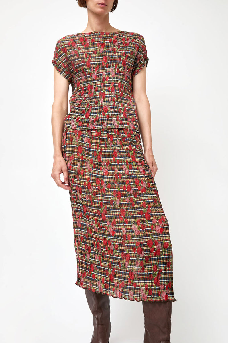No.6 Hiroko Skirt in Rose Plaid