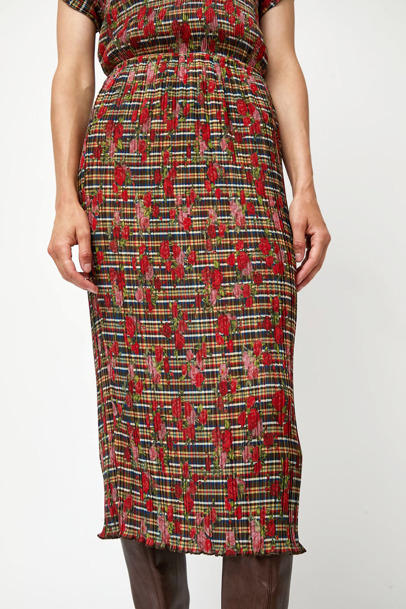 No.6 Hiroko Skirt in Rose Plaid