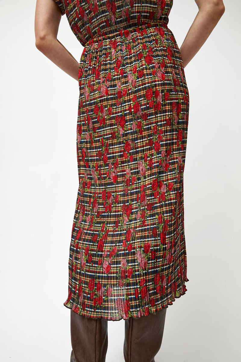 No.6 Hiroko Skirt in Rose Plaid