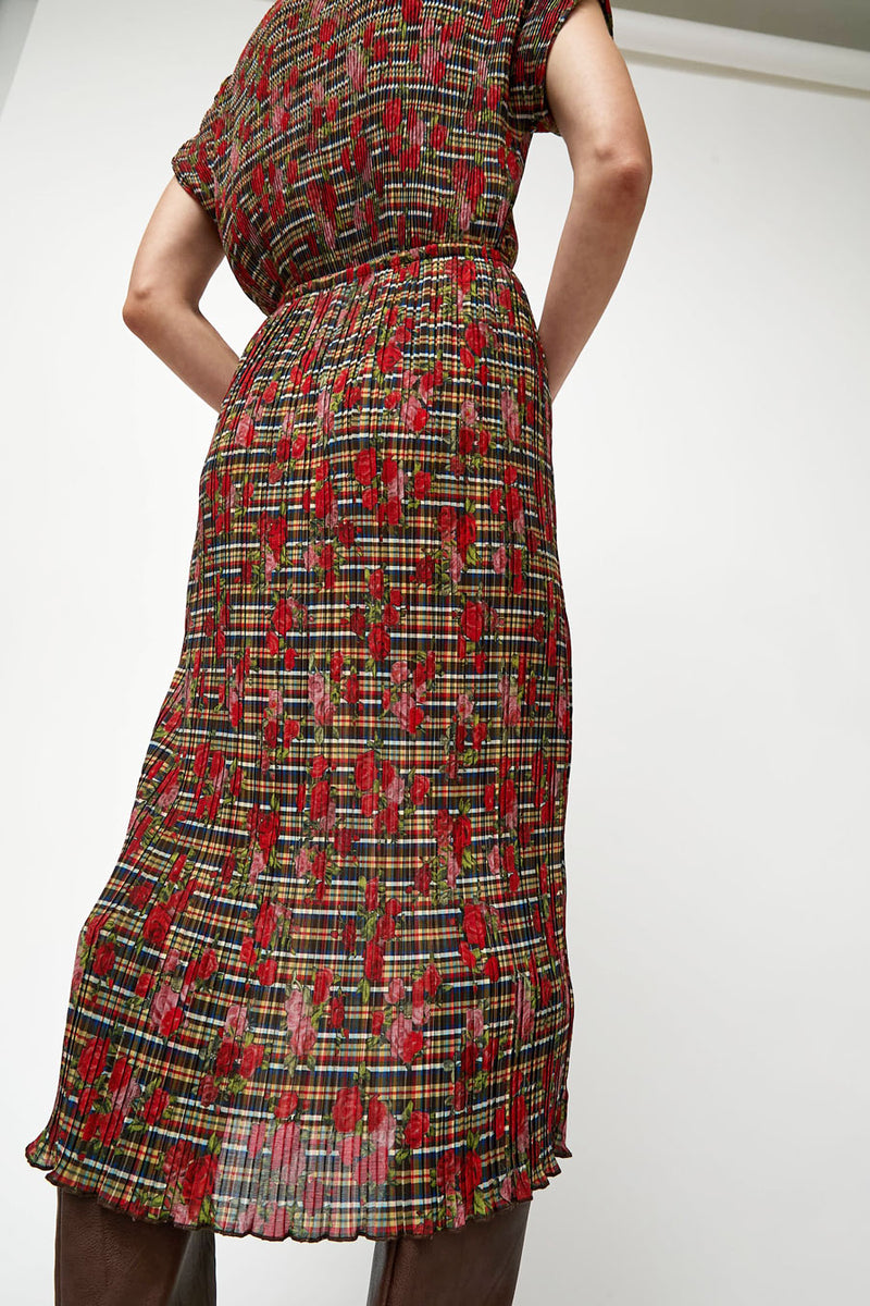 No.6 Hiroko Skirt in Rose Plaid