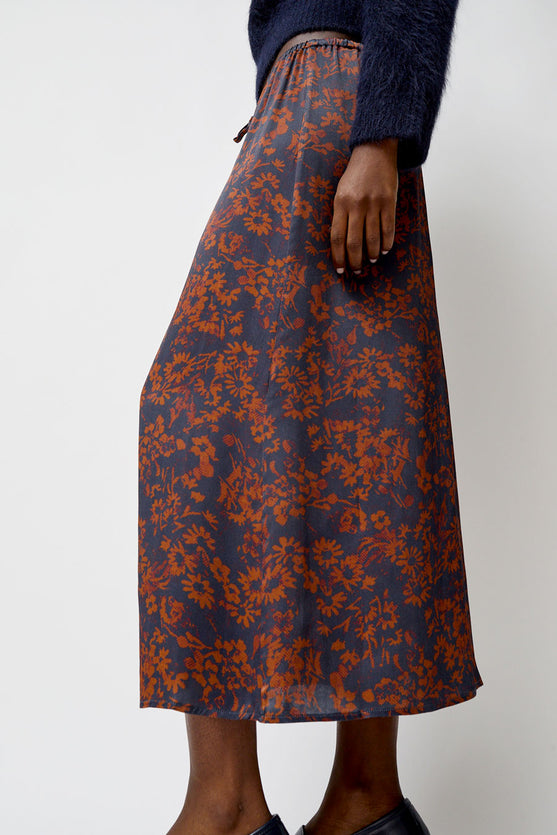 No.6 Inez Skirt in Rust and Navy Garden