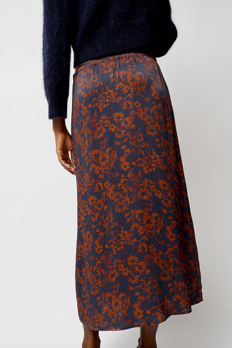 No.6 Inez Skirt in Rust and Navy Garden