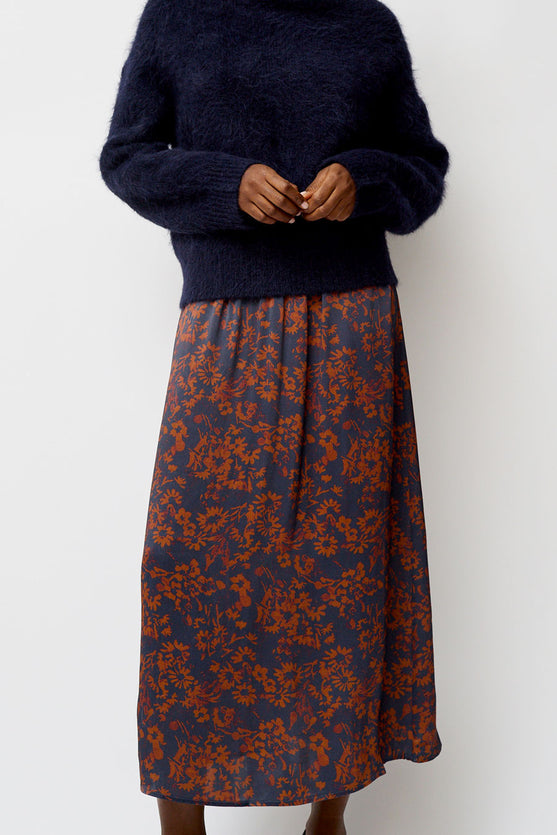 No.6 Inez Skirt in Rust and Navy Garden