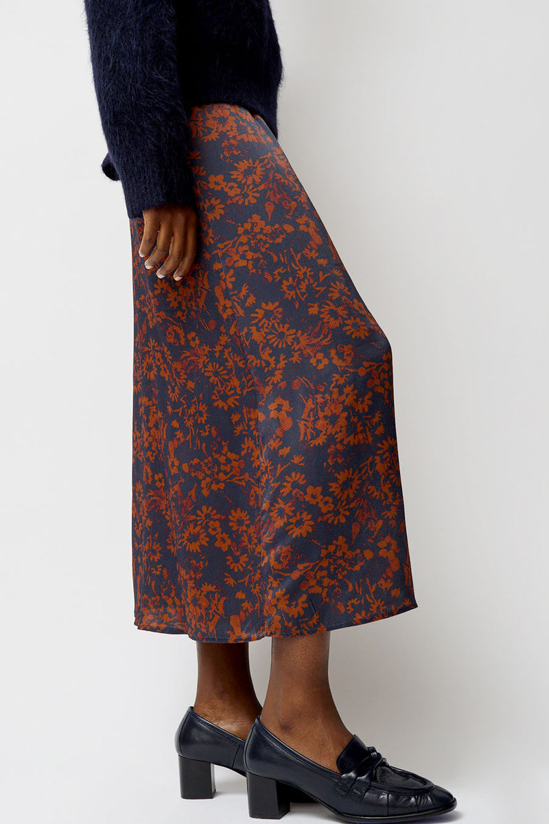 No.6 Inez Skirt in Rust and Navy Garden