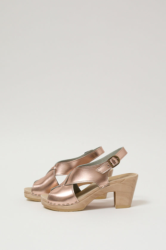 No.6 June Clog on High Heel in Rose Gold