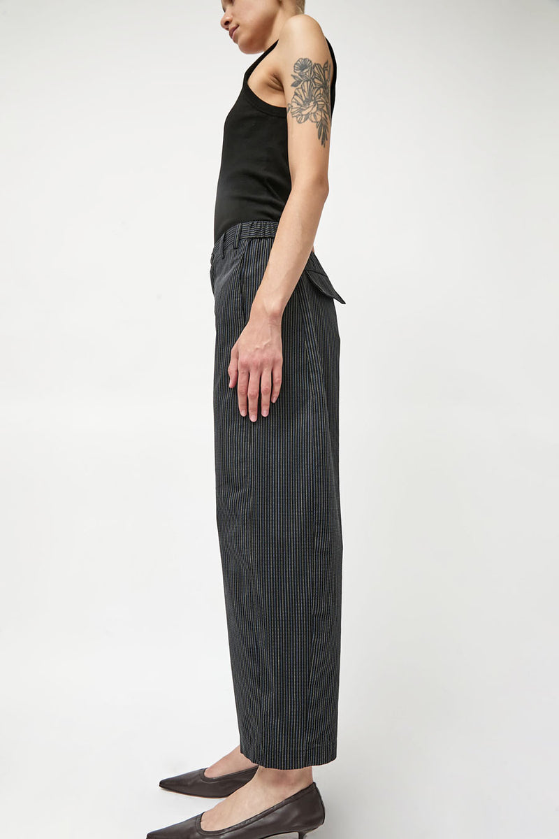 No.6 Justin Pant in Black Multi Pinstripe