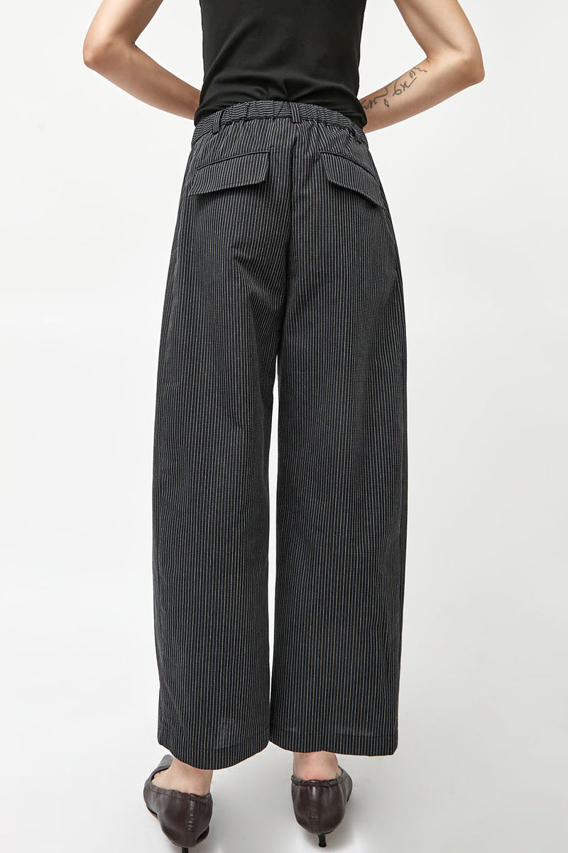 No.6 Justin Pant in Black Multi Pinstripe