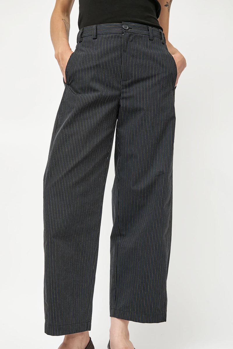 No.6 Justin Pant in Black Multi Pinstripe