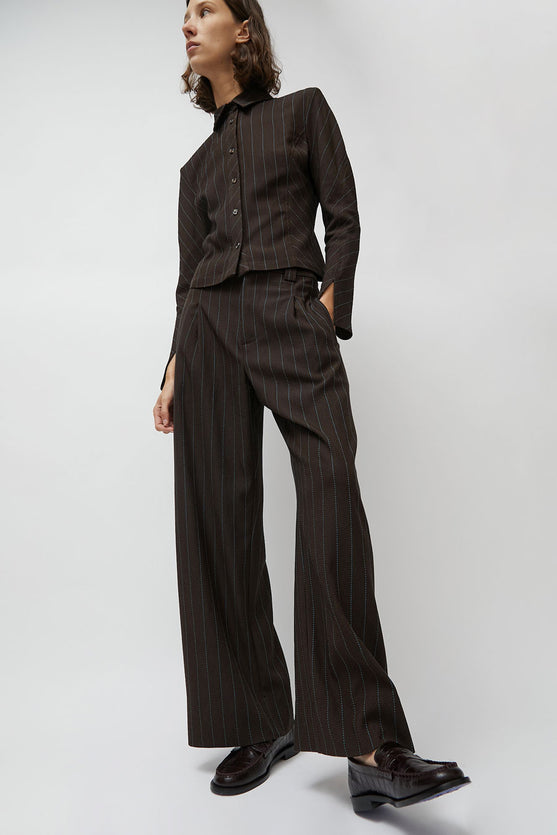 No.6 Kent Pant in Brown Stripe