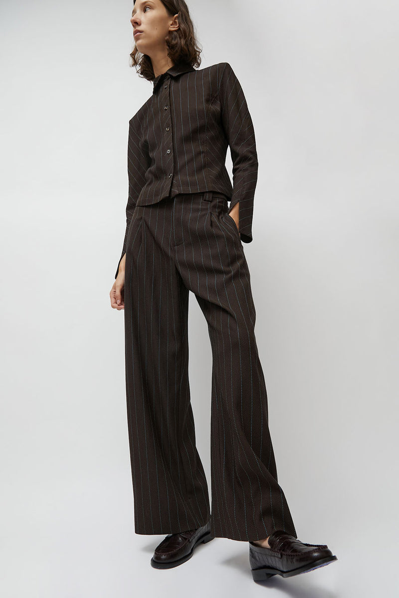 No.6 Kent Pant in Brown Stripe