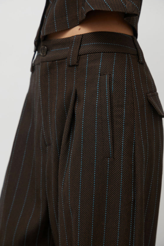 No.6 Kent Pant in Brown Stripe