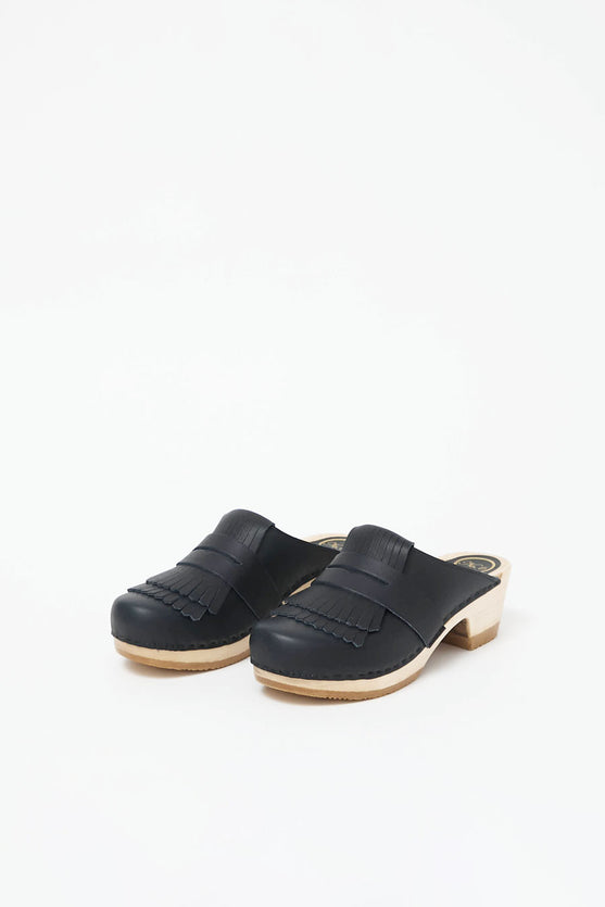No.6 Kiltie Clog on Mid Heel in Indigo