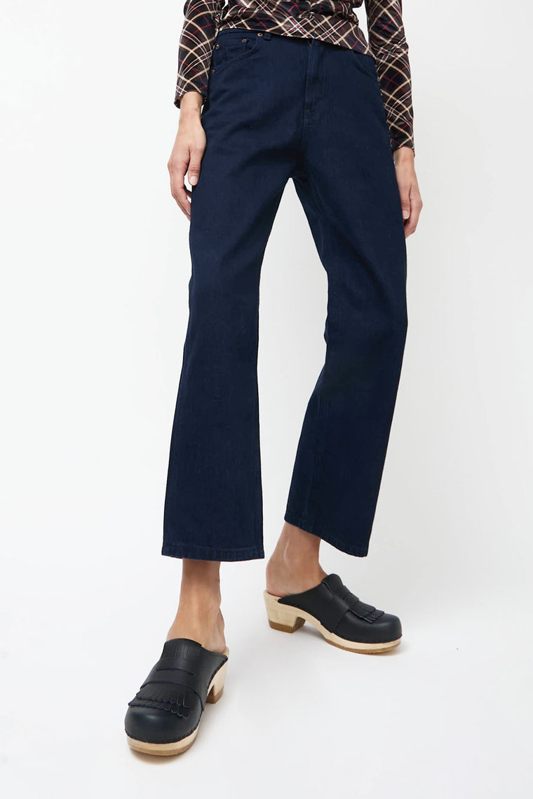 No.6 Kiltie Clog on Mid Heel in Indigo