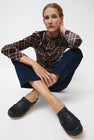 No.6 Kiltie Clog on Mid Heel in Indigo
