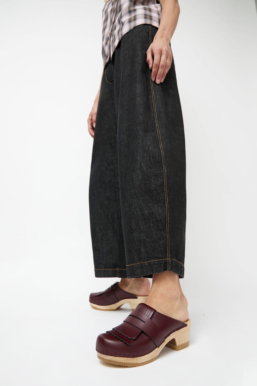 No.6 Kiltie Clog on Mid Heel in Maroon