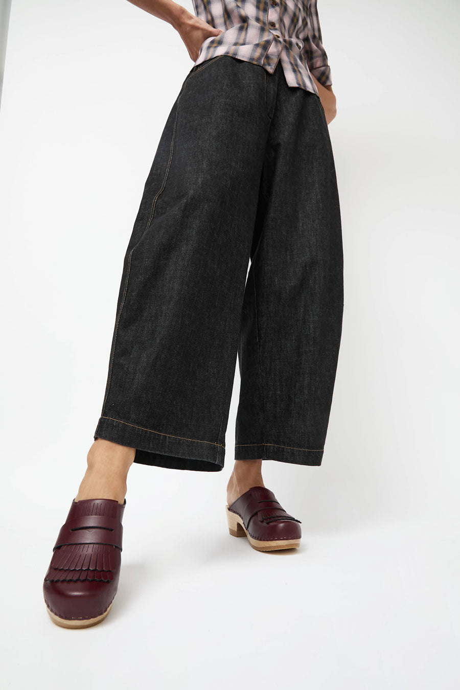 No.6 Kiltie Clog on Mid Heel in Maroon
