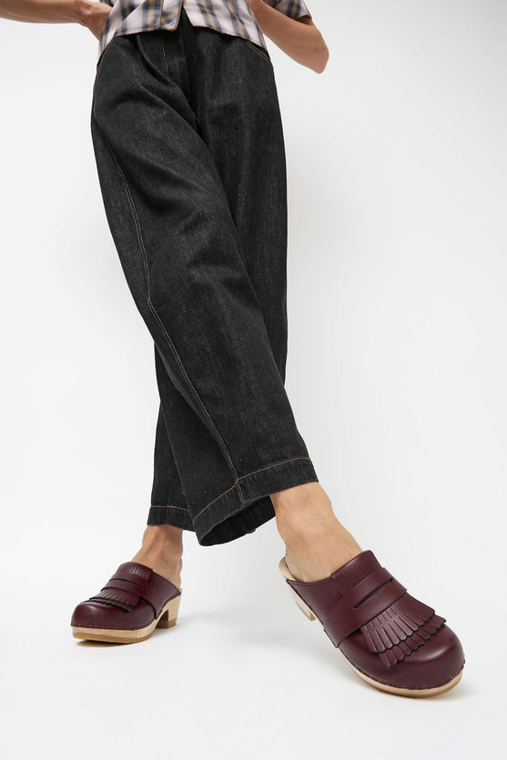 No.6 Kiltie Clog on Mid Heel in Maroon