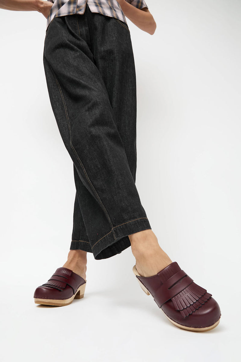No.6 Kiltie Clog on Mid Heel in Maroon