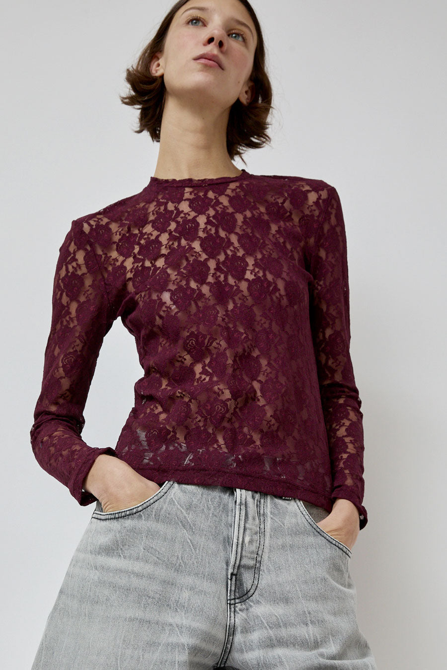 No.6 Ash Tee in Bordeaux Lace