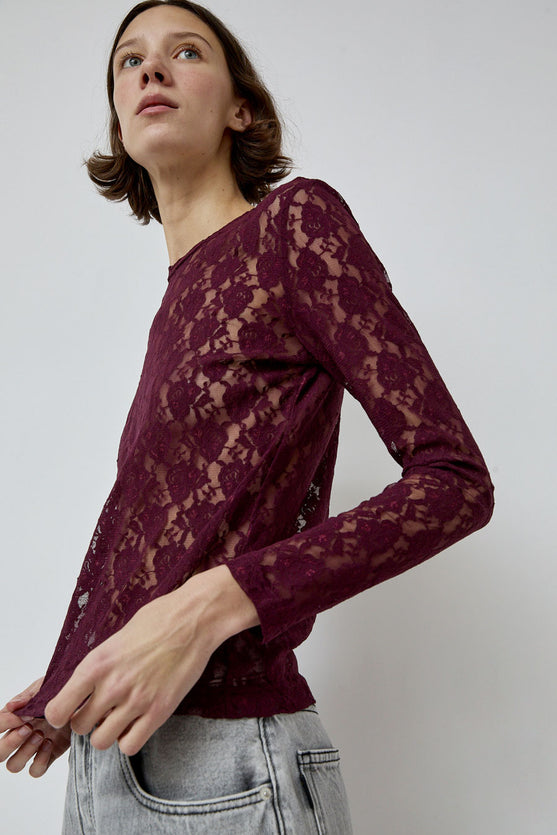 No.6 Ash Tee in Bordeaux Lace