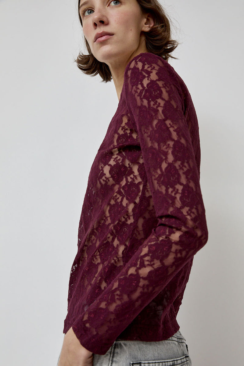 No.6 Ash Tee in Bordeaux Lace