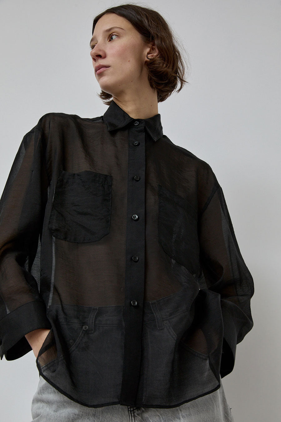 No.6 Lake Shirt in Black Organza