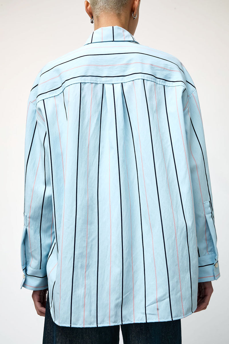 No.6 Lake Shirt in Blue with Navy Pink Stripe