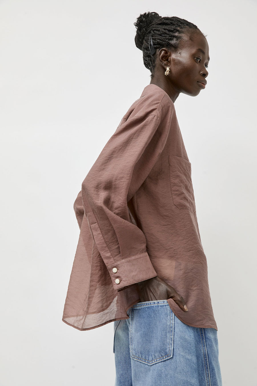 No.6 Lake Shirt in Plum Organza