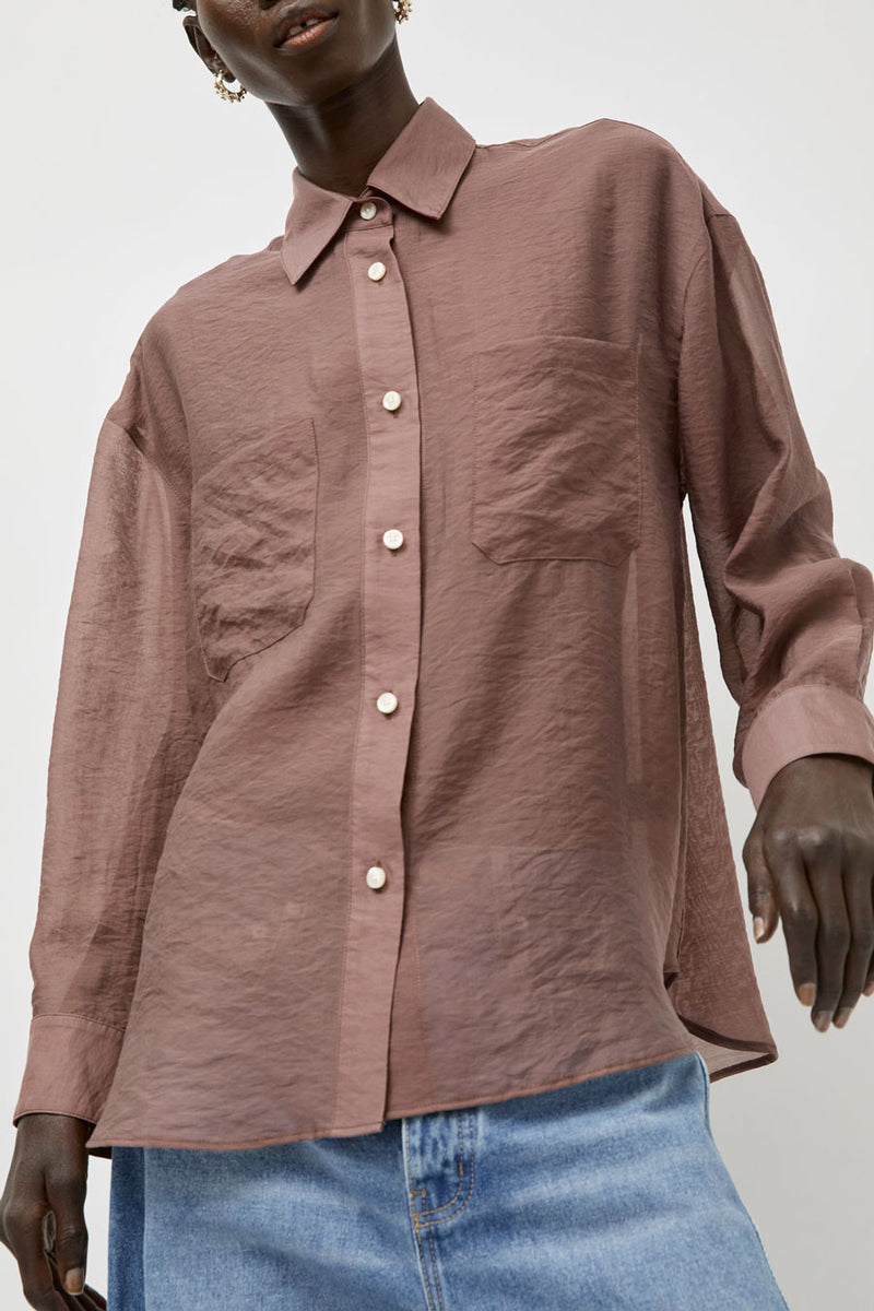 No.6 Lake Shirt in Plum Organza
