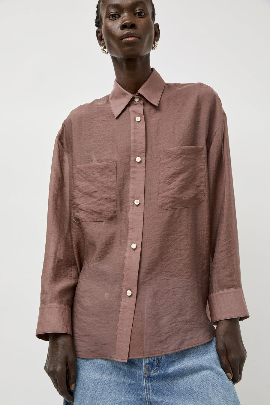 No.6 Lake Shirt in Plum Organza