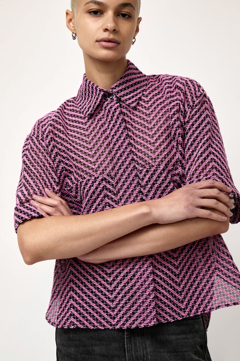 No.6 Lara Top in Pink and Black Check
