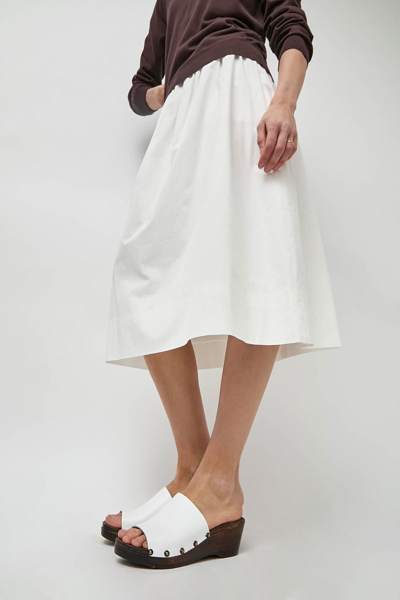 No.6 Leah Clog on Mid Wedge in White on Cocoa Base