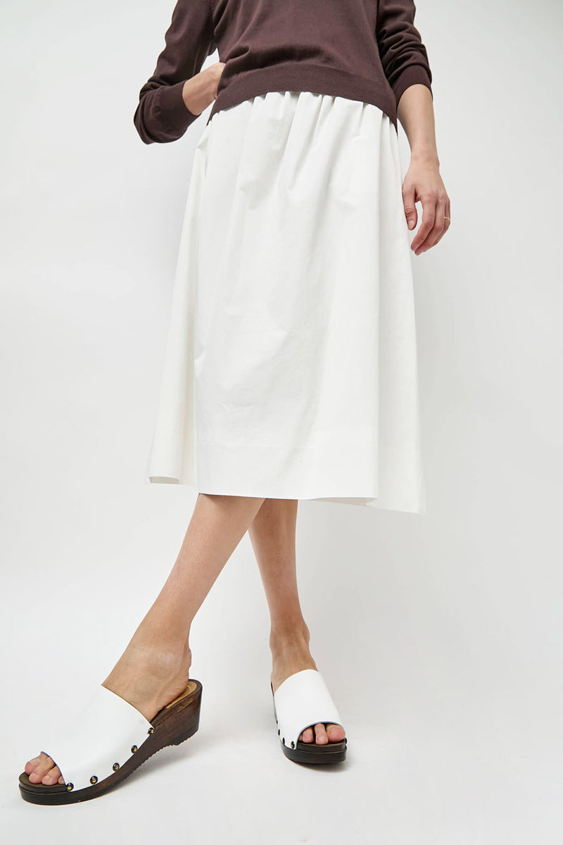 No.6 Leah Clog on Mid Wedge in White on Cocoa Base