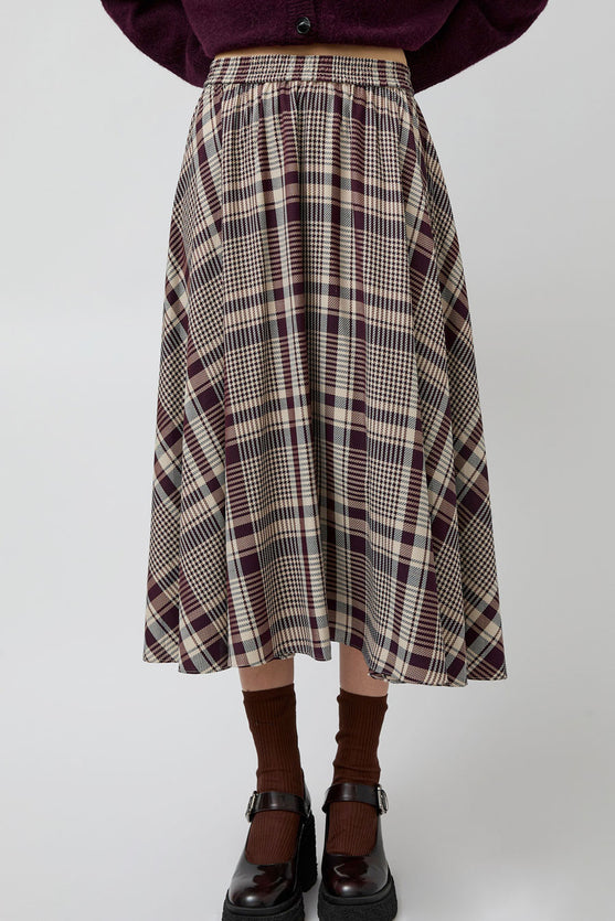 No.6 Lee Skirt in Burgundy Plaid