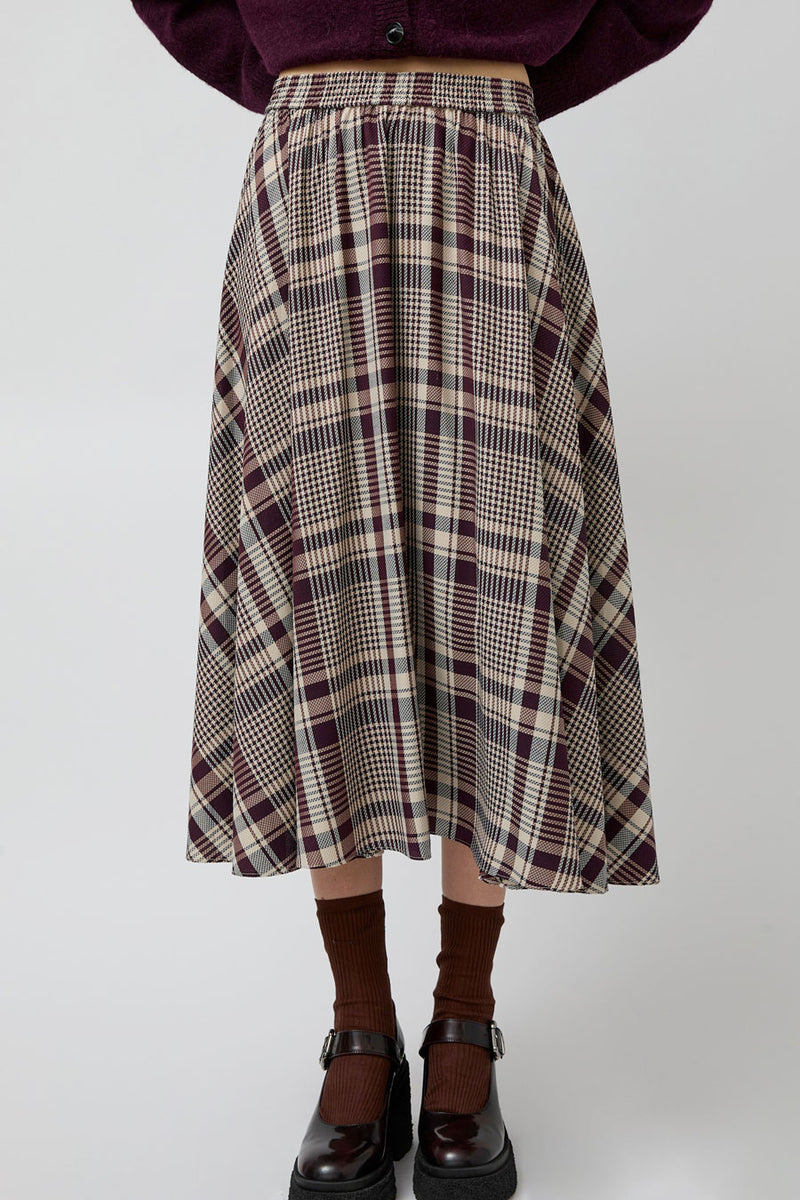 No.6 Lee Skirt in Burgundy Plaid
