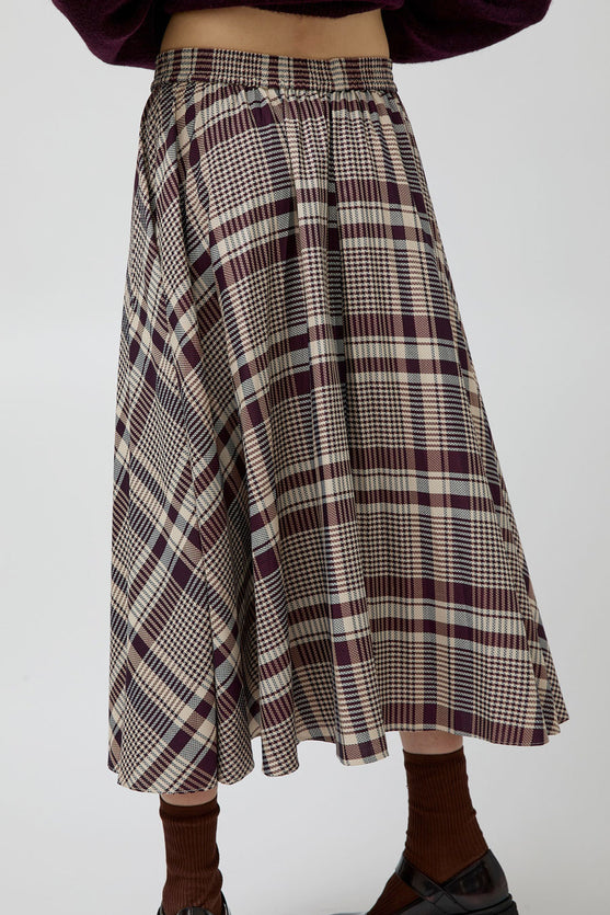 No.6 Lee Skirt in Burgundy Plaid