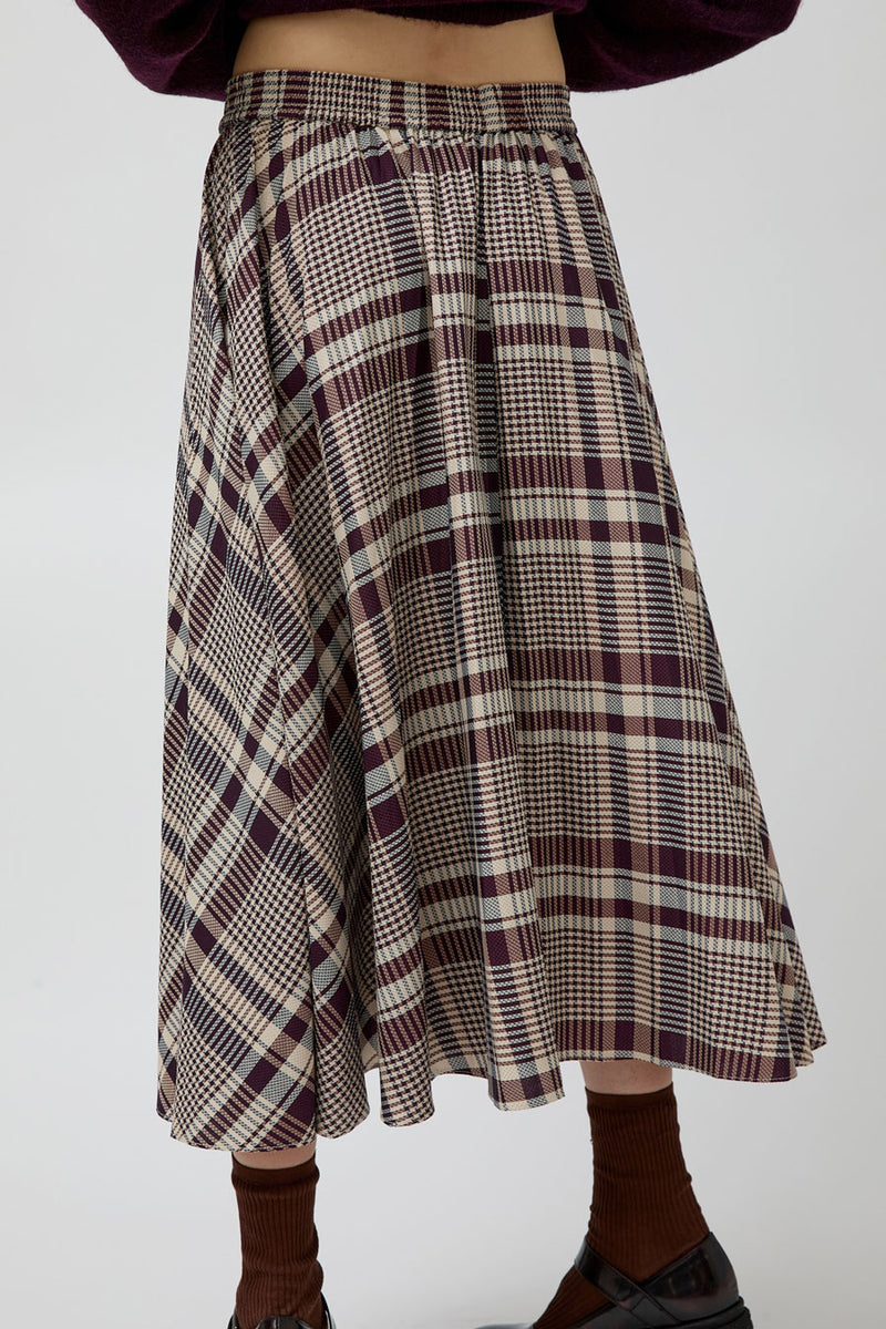 No.6 Lee Skirt in Burgundy Plaid