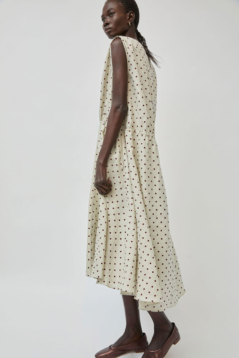 No.6 Leigh Dress in Stone Dot Linen