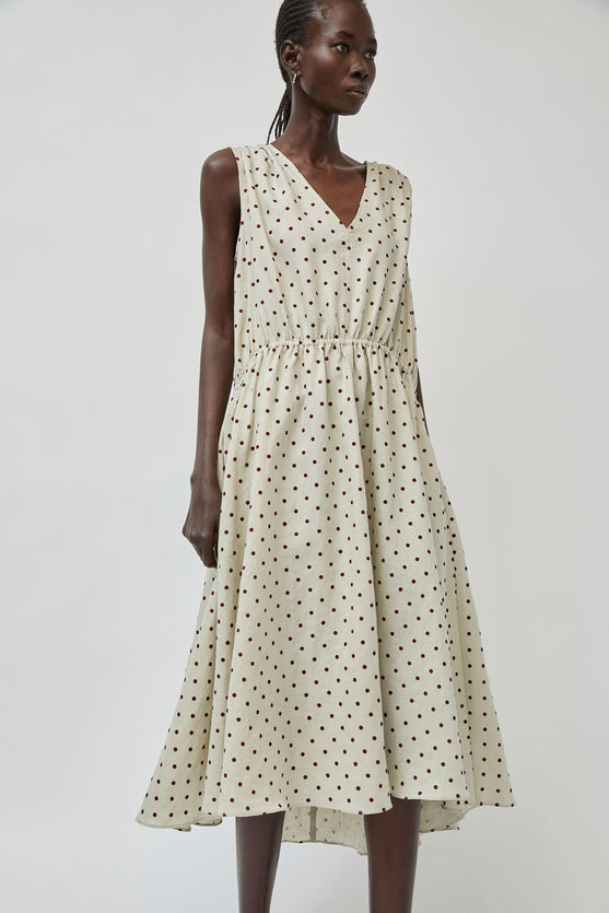 polka dot linen dress No.6 Leigh Dress in Stone Dot Linen Stone Dot Linen / L