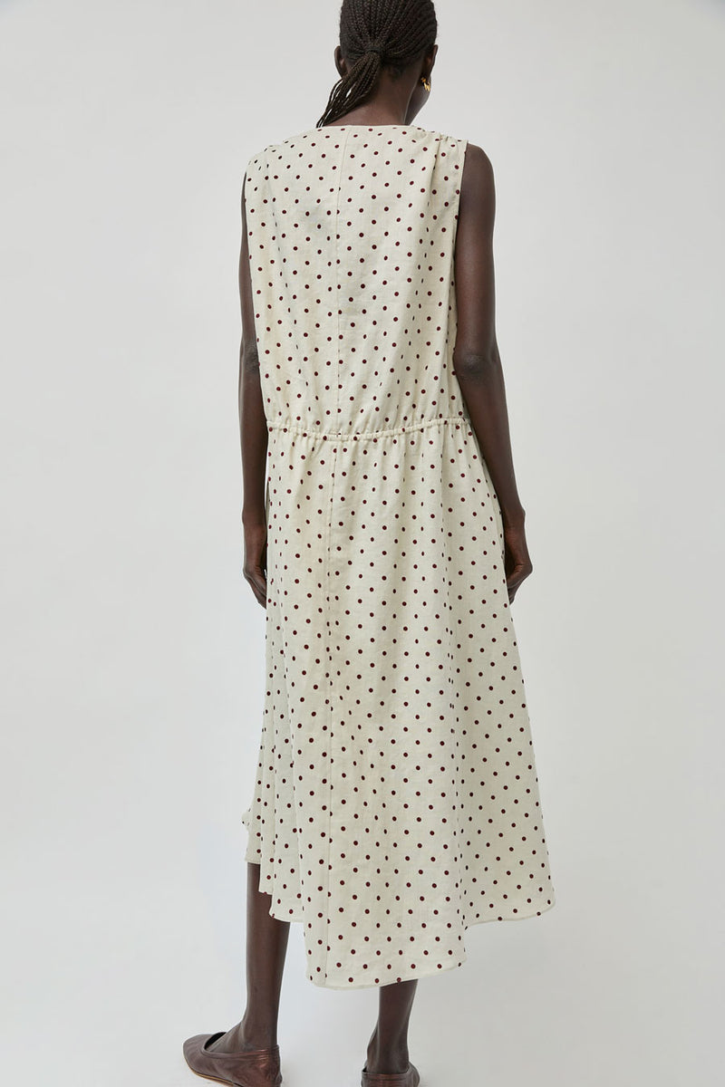 No.6 Leigh Dress in Stone Dot Linen