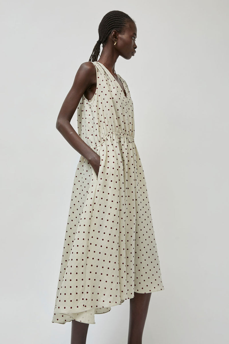 No.6 Leigh Dress in Stone Dot Linen