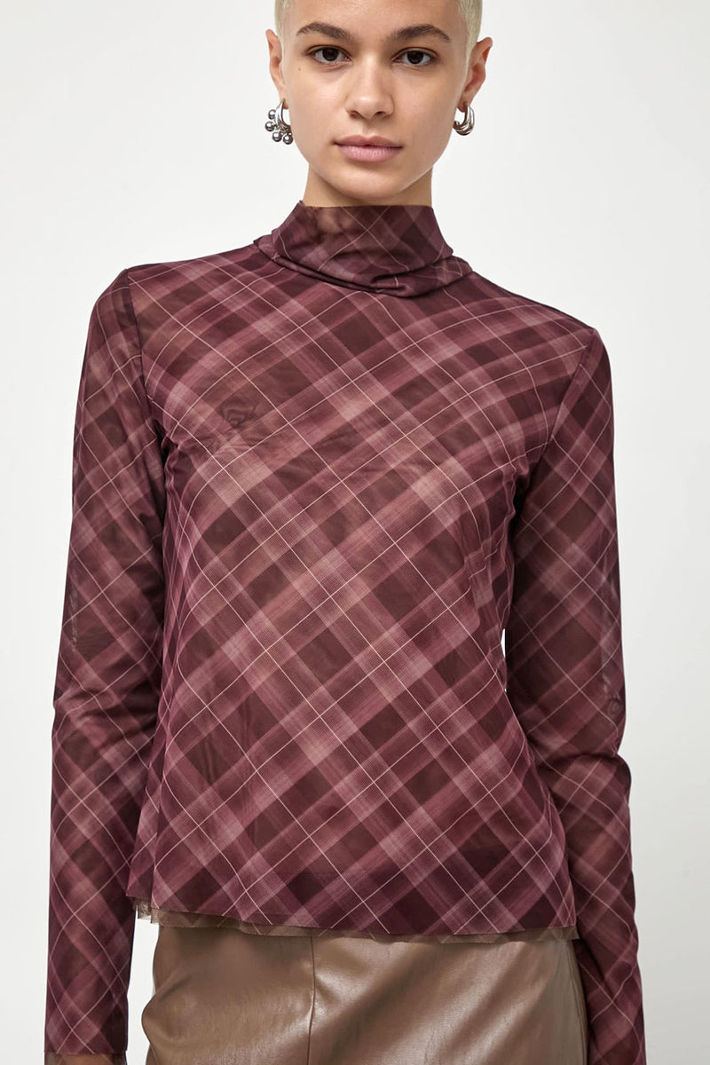 No.6 Lennon Turtleneck in Plum Plaid