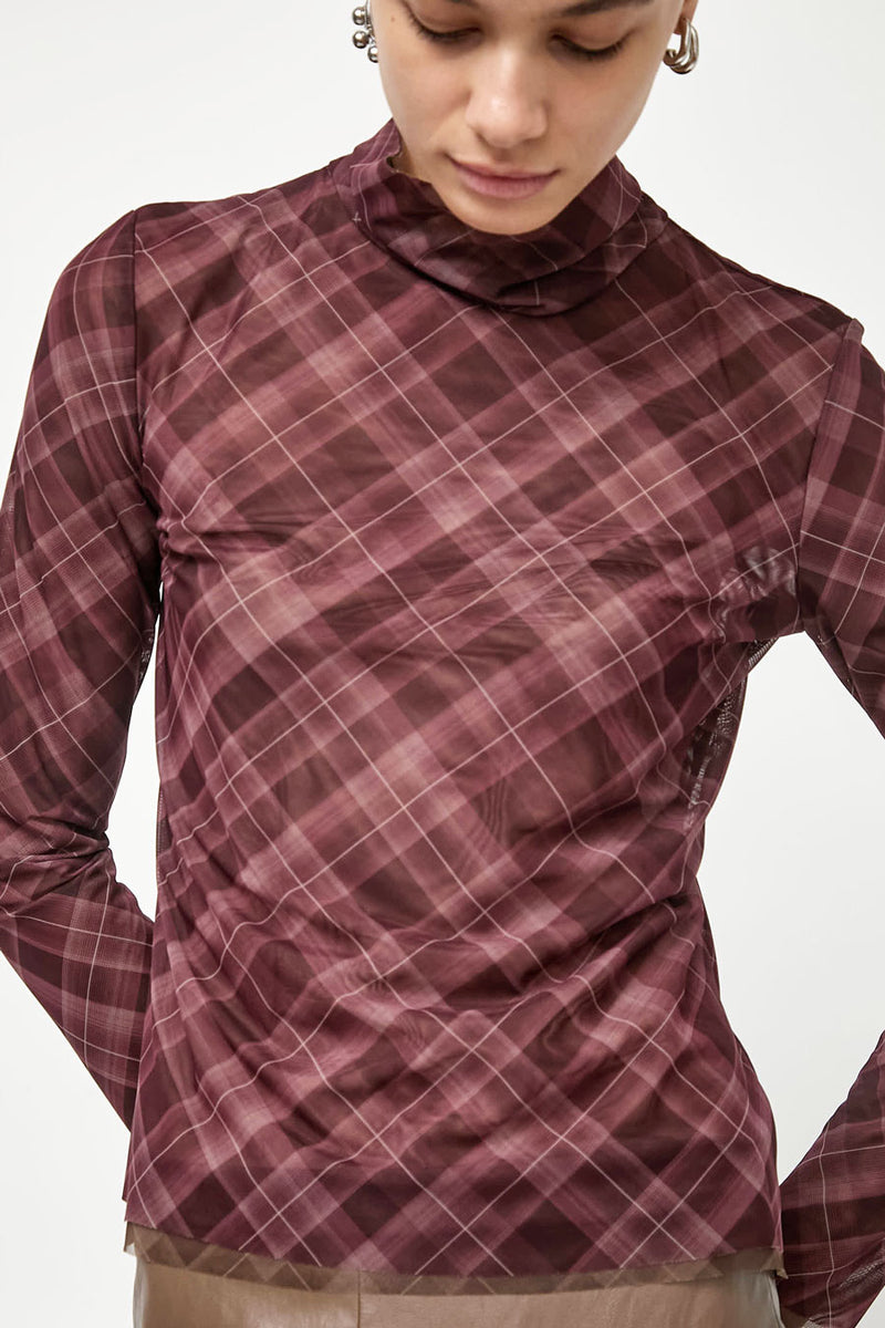No.6 Lennon Turtleneck in Plum Plaid