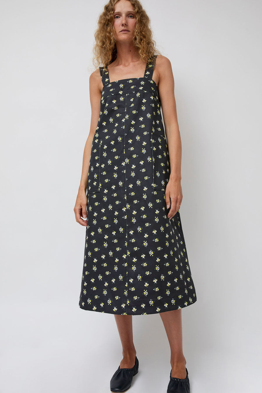 No.6 Linn Dress in Black and Yellow Ditsy