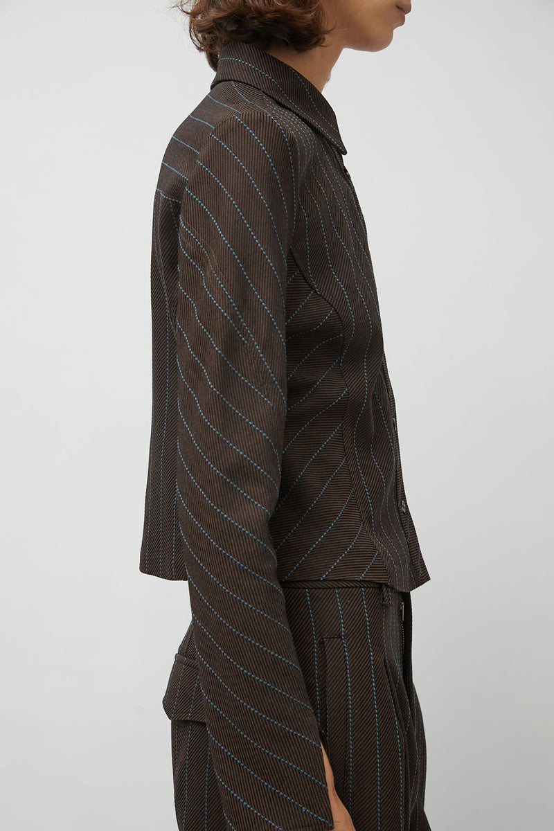 No.6 Linn Shirt in Brown Stripe