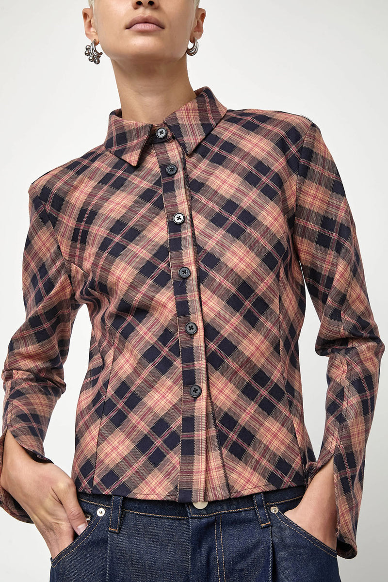 No.6 Linn Shirt in Pink Plaid