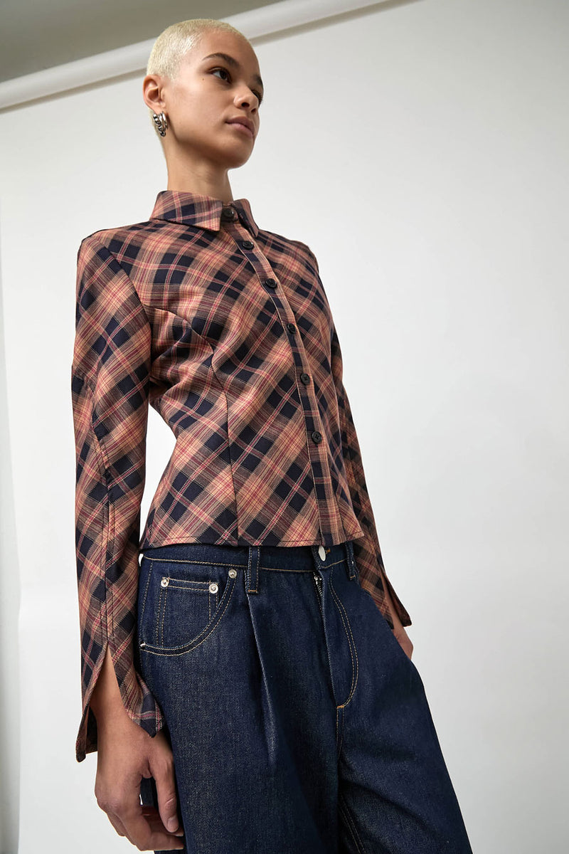 No.6 Linn Shirt in Pink Plaid