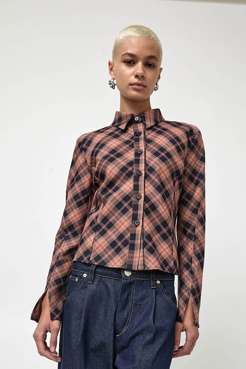 No.6 Linn Shirt in Pink Plaid