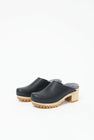 No.6 Liza Clog on Mid Tread in Indigo with Haze Shearling