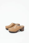 No.6 Liza Clog on Mid Tread in Khaki with Brown Brisa Shearling on Cocoa Base